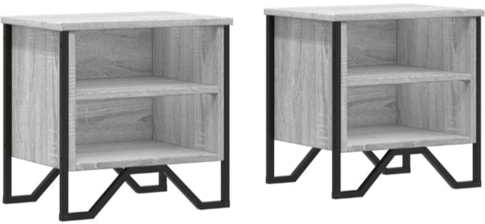 Nachtkastjes 2 st 40x30x40 cm bewerkt hout grijs sonoma eiken