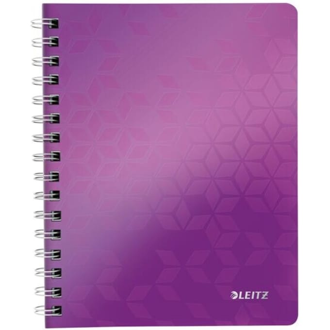 Leitz WOW collegeblok, DIN A5, 80 geruite vellen, transparante pocket, FSC®-gecertificeerd, paars