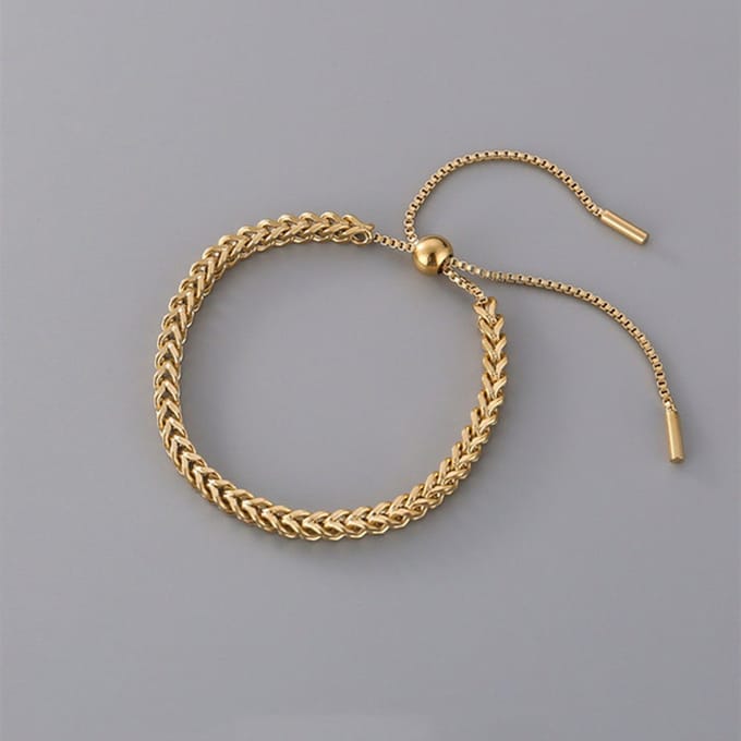 dames armband met ketting- goudkleurig staal armband-27 cm