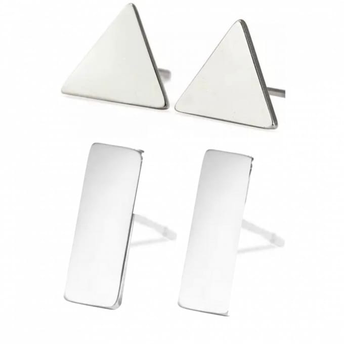 2 paar oorbellen- Driehoek- rechthoek- RVS-Charme Bijoux