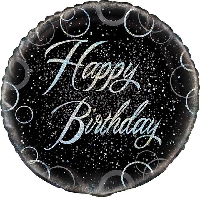 Folie ballon "Happy Birthday" |zwart| 45.7cm
