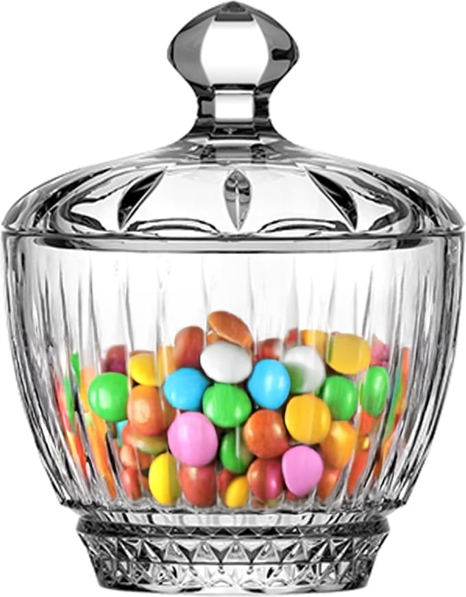 Alessandro Bonbonniere met deksel - Dublin - gedecoreerd glas - 9 x 11 cm - snoeppot