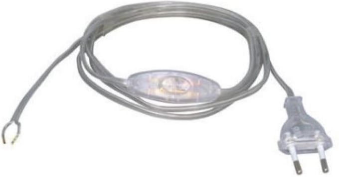 Kopp eurosnoer met schakelaar | transparant | lengte 2 meter | 2 x 0.75 mm²