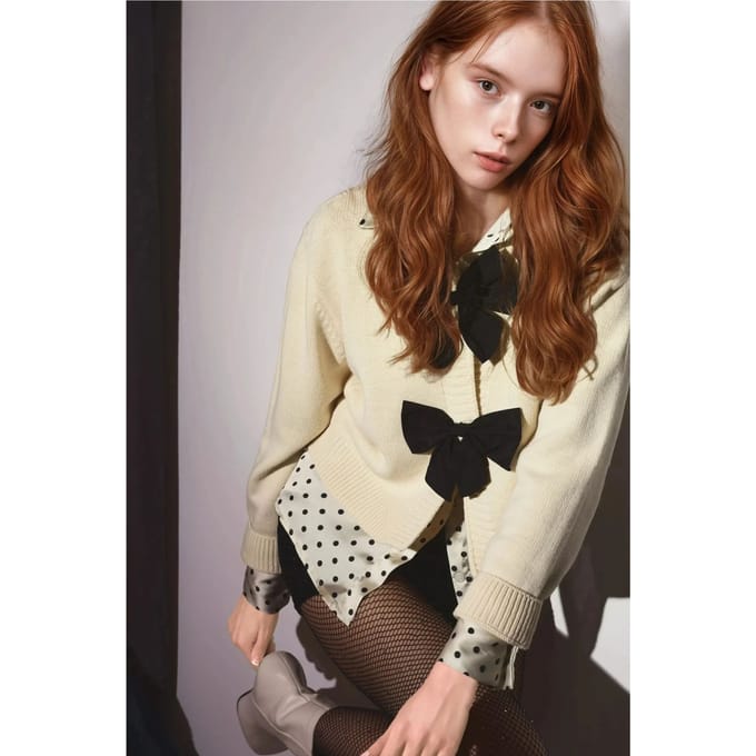 Dikke Gebreide Crew Neck Cardigan met Strikdetail