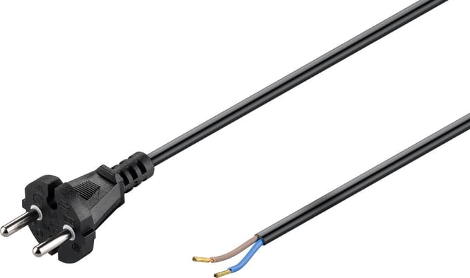 Goobay Universele hoover aansluitkabel 10 m, zwart, stekker (CEE 7/17) > losse kabeleinden