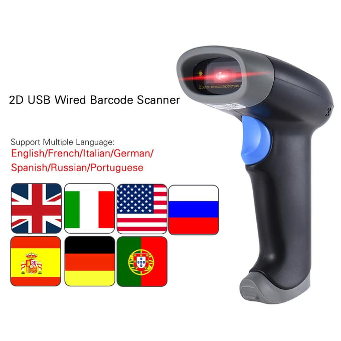 Douchette Bekabeld 2D Barcodelezer Scanner USB Ccd Rood Licht Barcodelezer