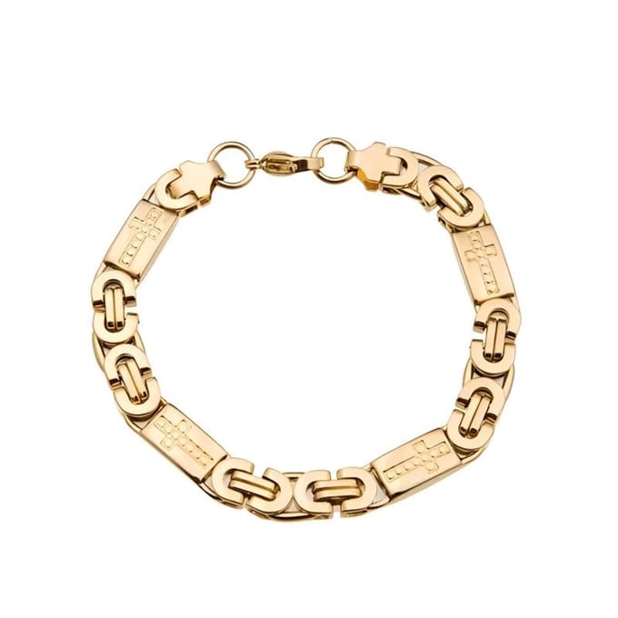 Rvs sieraden - Konings schakel armband heren met kruisjes - Tijdloos