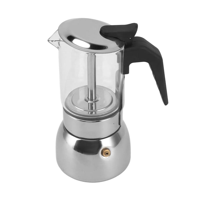 Glazen Bovenkant Kookplaat Moka Pot Elektrische Kookplaat Moka Pot met Roestvrijstalen Basis Klassiek Koffiezetapparaat 4 Cup white