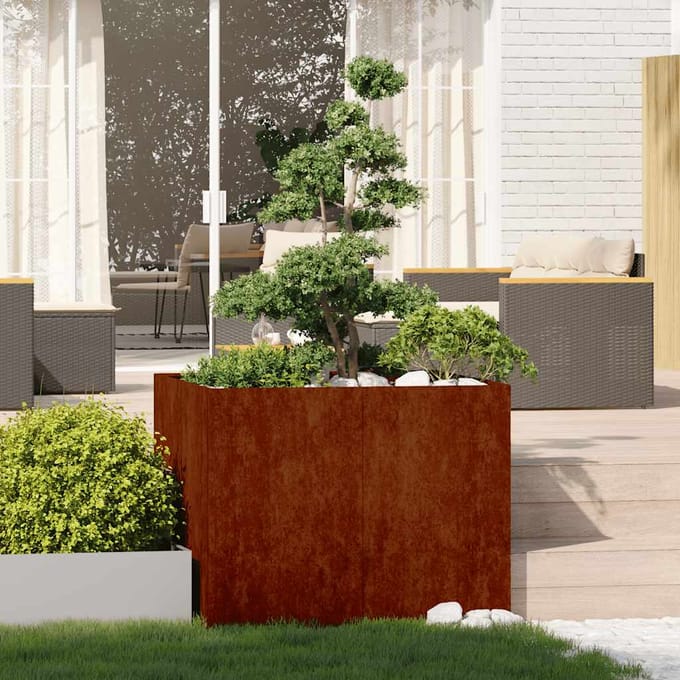 vidaXL - Plantenbak - roestig - 100x100x80 - cm - weervast - staal