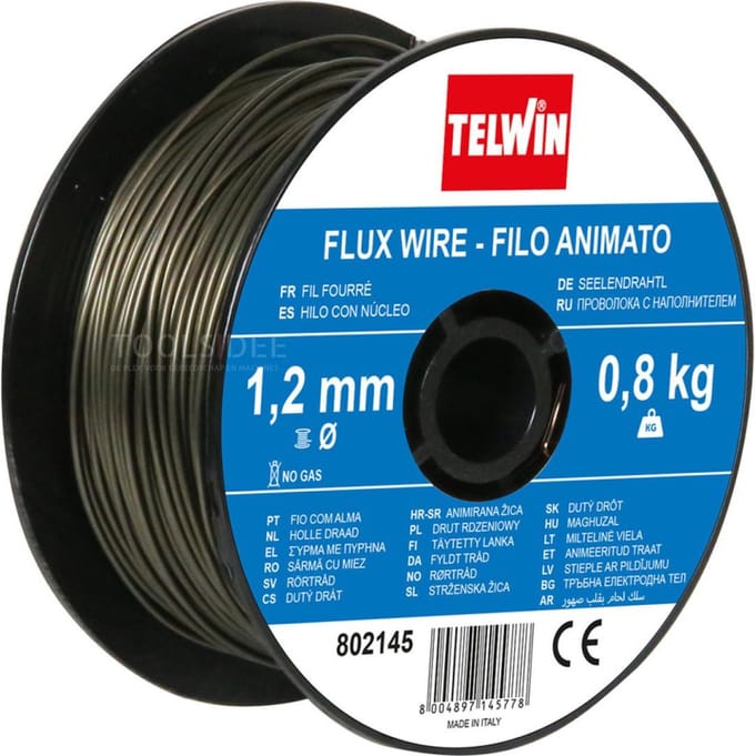 Telwin gasloos fluxdraad 1,2 mm 0,8 kg staal grijs
