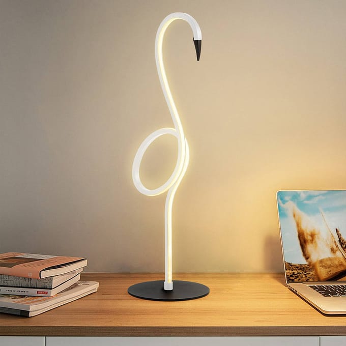 Elstead Flamingo LED tafellamp, wit, metaal, 50 cm hoog