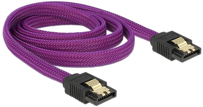 Premium SATA datakabel - nylon - SATA600 - 6 Gbit/s / paars - 1 meter