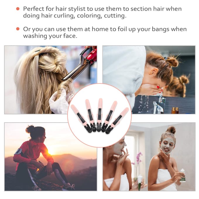 5 stuks antislip haarclips haarstyling sectie alligatorclips wit/zwart