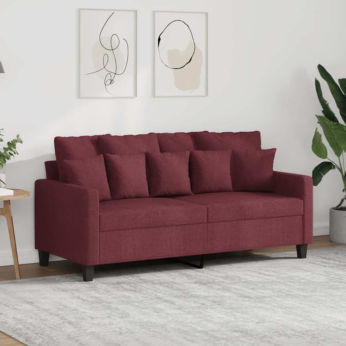 Vidaxl Bank 2-zits, Wijnrood, 140 Cm, Bekleed met Stof