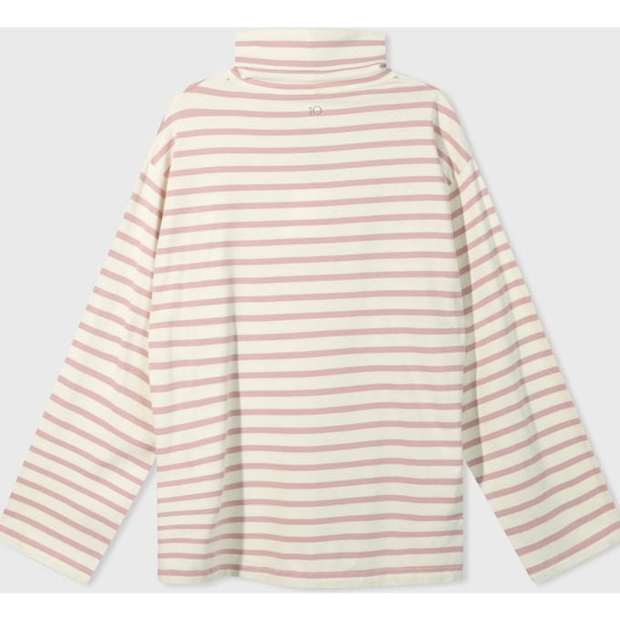 10DAYS Longsleeve Coll Tee Stripes Light Natural/dusty Pink Größe: S | Longsleeves Outlet | Damen | Rosa