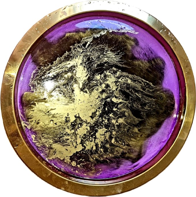 Unieke Messing Dienblad Resin Epoxy Ø 38 cm