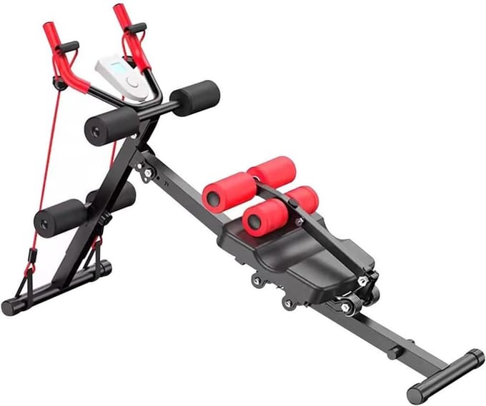 Buikspier Trainer - Core Machine - Thuis Fitness - Opvouwbaar Ontwerp - 113cm Lengte - Zwart Rood