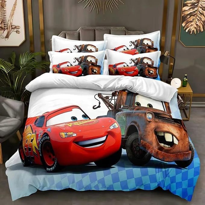 Cartoon Auto's Beddengoed Set Lightning McQueen Dekbedovertrek Jongens Beddengoed Beddengoed Cadeau voor Kinderen 180*220cm 3pcs