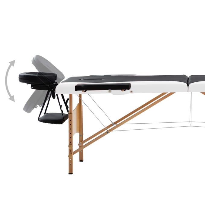 vidaXL - Massagetafel - inklapbaar - 2 - zones - hout - zwart - en - wit