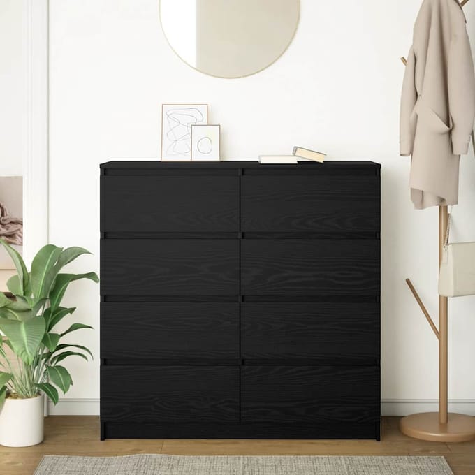 vidaXL - Dressoir - 100x35x99 - cm - spaanplaat - zwart - eikenkleurig