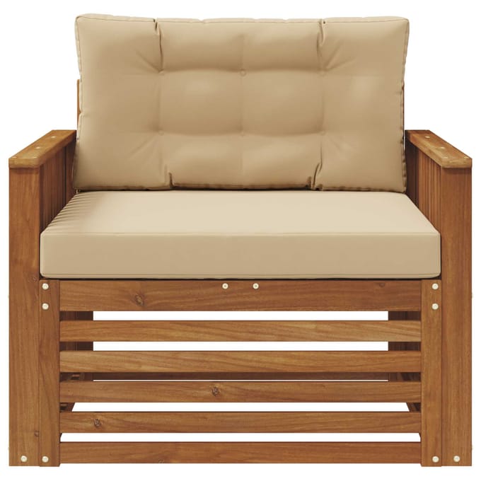 vidaXL - Buitensofa - Massief - Acacia - Hout - en - Polyester - Natuurlijk - en - Beige