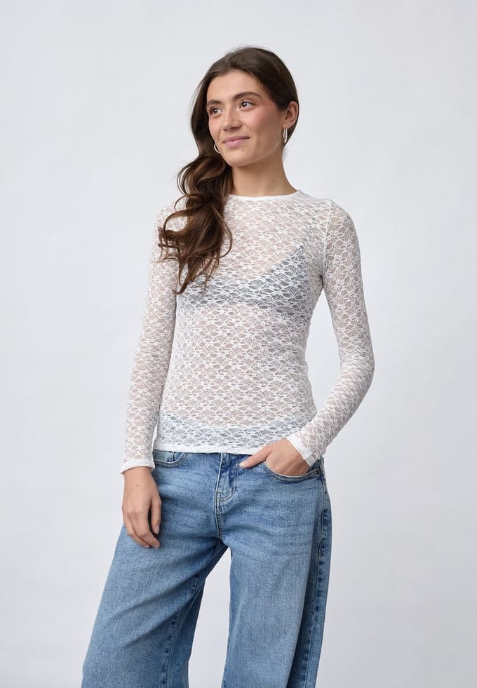 SISTERS POINT Gimas-Ls - Dames shirt - Cream - Maat XS