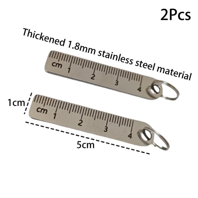 Porte-clés Mini règle en acier inoxydable | Porte-clés Outil de mesure portable 1-5 cm (Règle de mesure anti-perte)