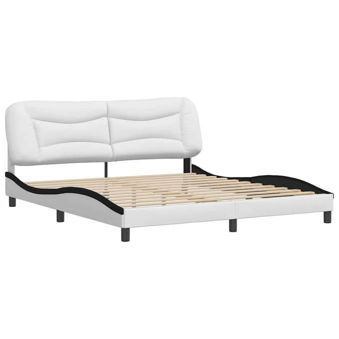 vidaXL - Bedframe - zonder - matras - "Hvar" - kunstleer - wit - en - zwart - 180x200 - cm