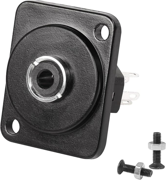 Audio Connector Adapter - Stereo Jack - Paneel Montage - Soldeer Terminal - 35 mm - Zwart