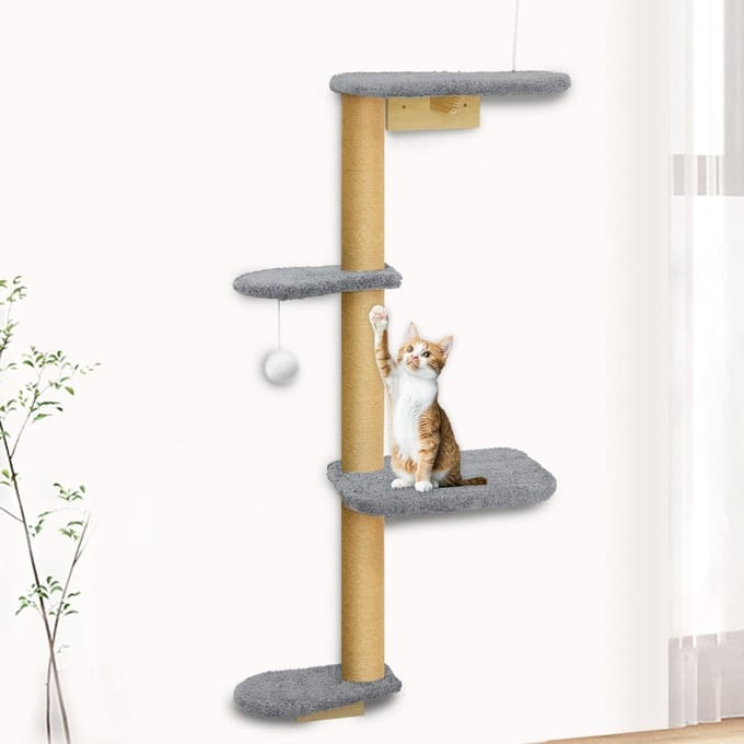 Famanu - Wandplatform met klimfunctie, krabmeubel voor actieve katten