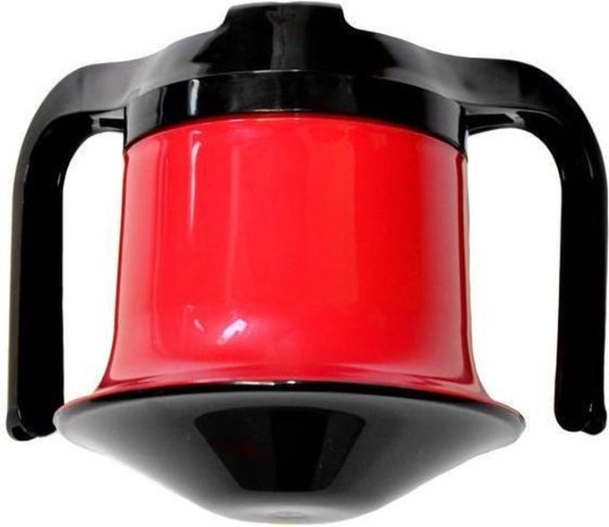 Tuimelbeker met 2 handvatten, deksel en tuitje : 250 ml rood