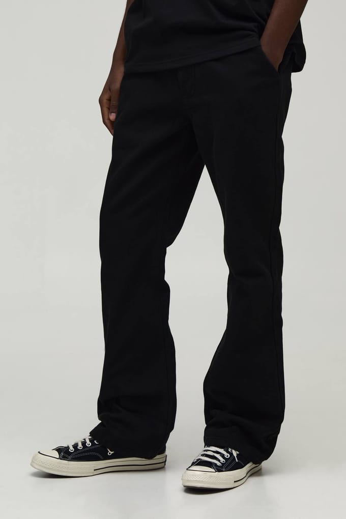 Relaxed Fit Half and Half Embroidered Cargo Trousers | Black | Size Medium