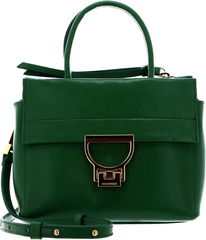 COCCINELLE Leren Handtas Schoudertas Arlettis Rock Handbag Craquele Leather Peppermint Groene