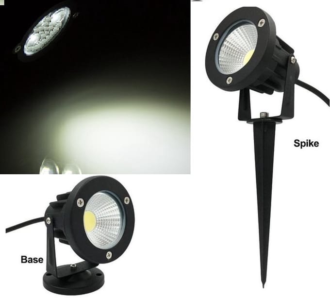 Zwarte Aluminium LED Prikspot 230V 1 LED Cool Wit IP65 – Tuinspot Zonder Aansluitplug