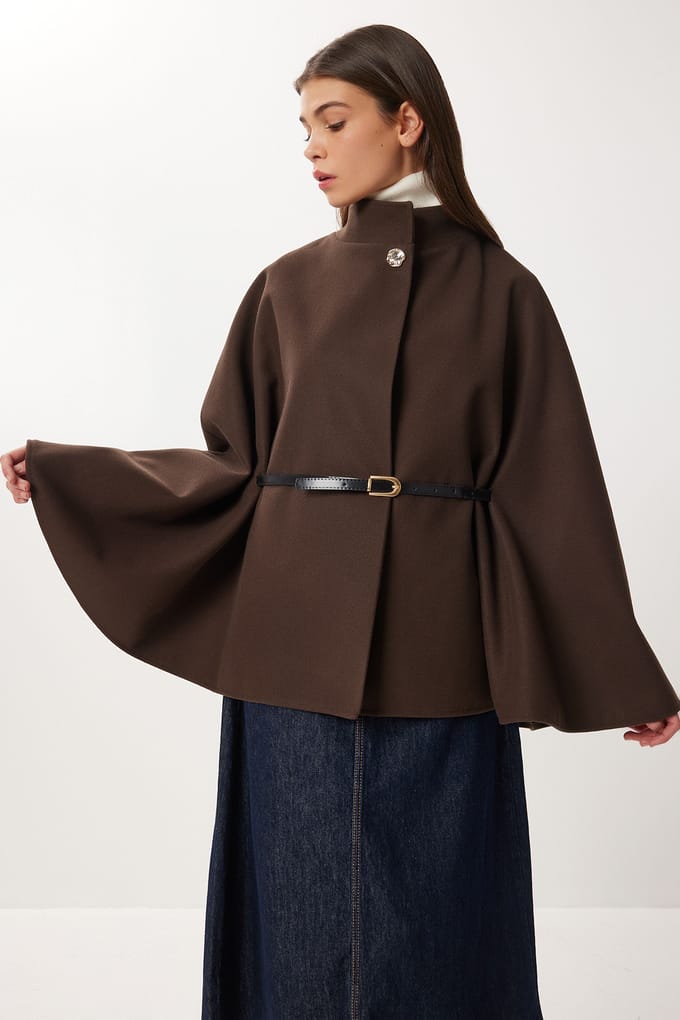 Gelaagde Poncho met Riempje