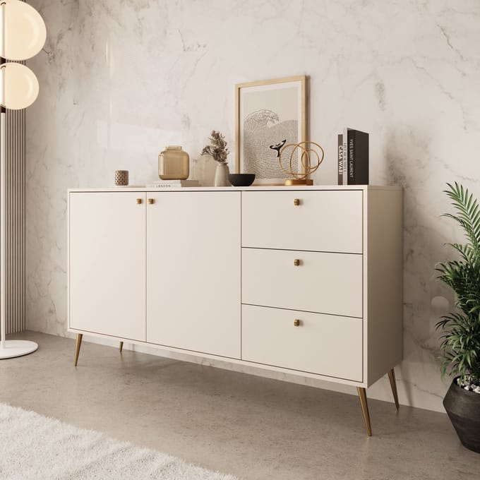 Meubella - Reunion - Dressoir - Beige - 156x41x89 cm