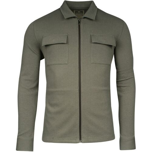 Baileys Vest Sweat Cardigan Overshirt Full Zip Piqué Interlock Olijf Groen / male