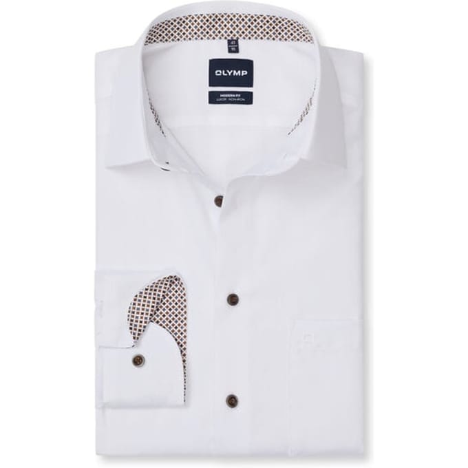 OLYMP Luxor Overhemd, Modern Fit, New Kent, Wit