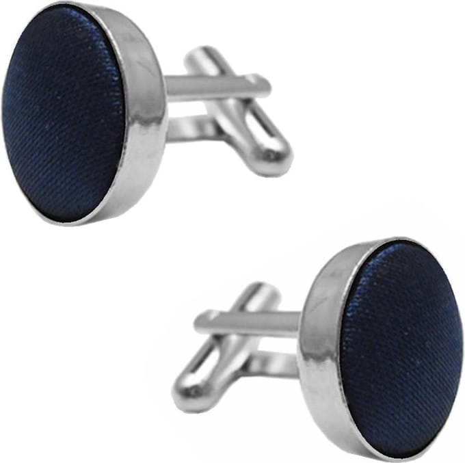 Fako Bijoux - Manchetknopen - Staal & Zijde - 16mm - Donkerblauw