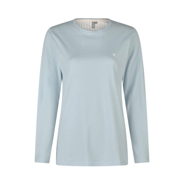 By Louise Dames Pyjama Set Lang Lichtblauw Gestipt - Maat S