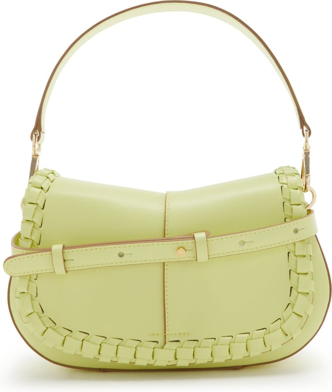 GIANNI CHIARINI Leren Schoudertas Helena Round Saddle Bag Sunny Light Lichtgeel