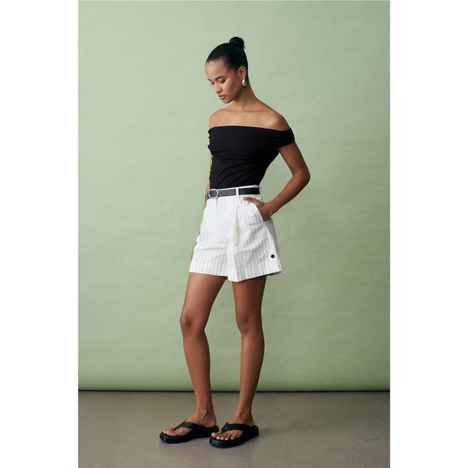 Hoge taille gestreepte broek met riem