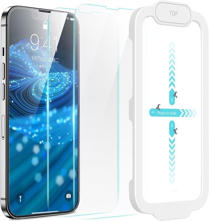 DrPhone GS1 9H Glas Screenprotector - Geschikt voor iOS 13 Mini met montage frame - Ultieme Schermbescherming - Gehard glas
