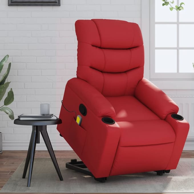 vidaXL - Sta-op-massagestoel - verstelbaar - kunstleer - rood