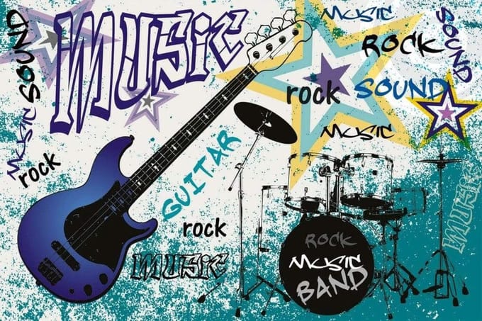 Fotobehang - Blue Guitar 375x250cm - Vliesbehang