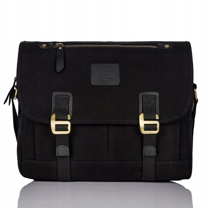 Paolo Peruzzi Vintage Herentas Zwart Canvas Schoudertas T-17-BL