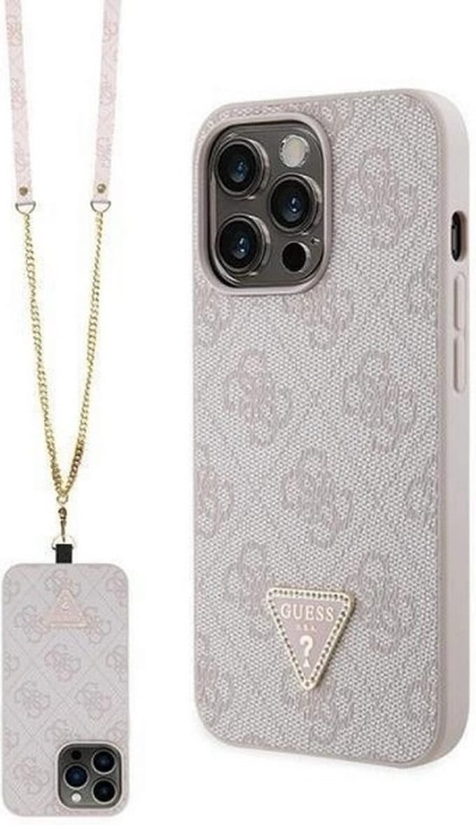 Guess 4G Triangle Crossbody Back Case - Geschikt voor Apple iPhone 13 Pro (6.1") - Roze