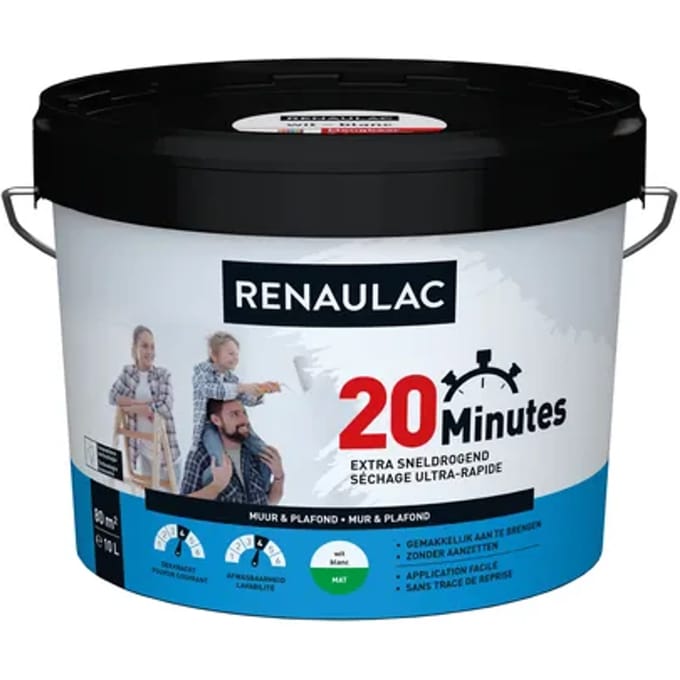 Renaulac 20 Minutes Muurverf - Mat - Wit - 10l