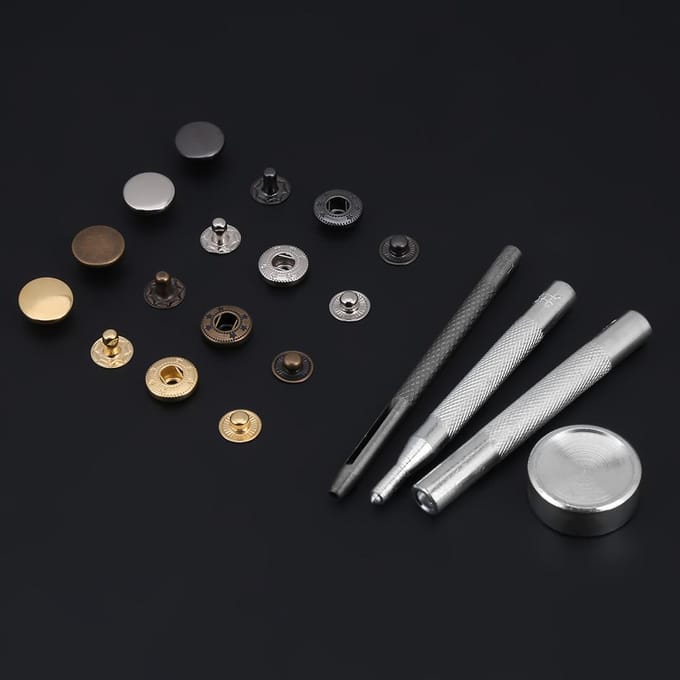40 Sets Drukknop Drukknoop Popper Sluiting met Zetgereedschap voor Kleding (633#12MM) gray