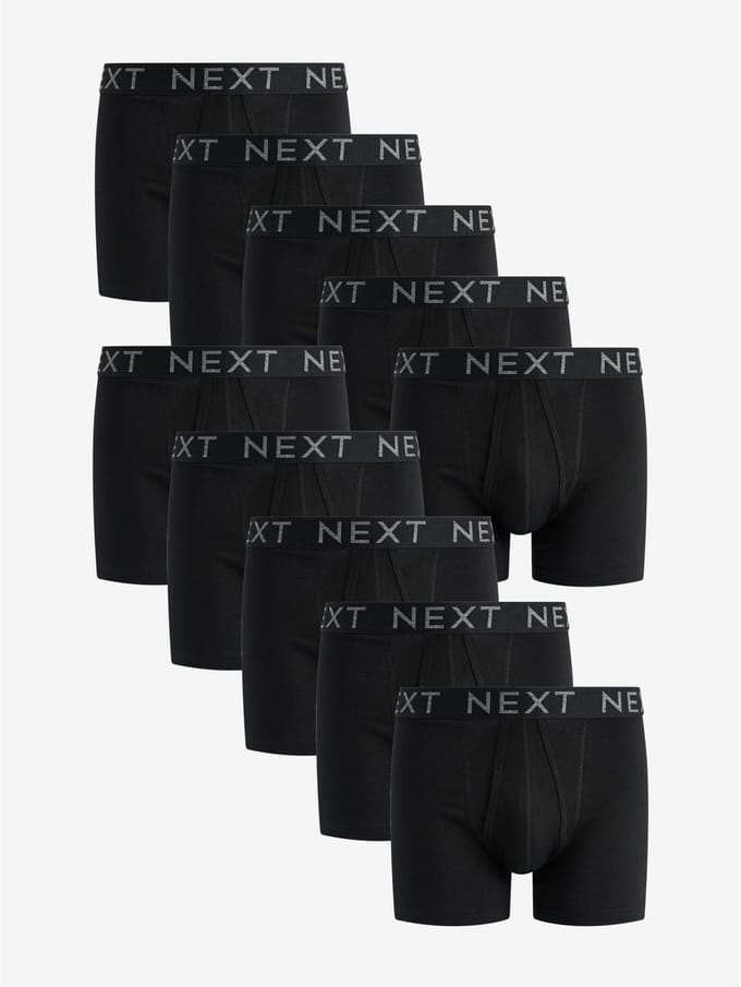 Next - Heren - Set van 10 boxershorts met A-voorkant - Zwart